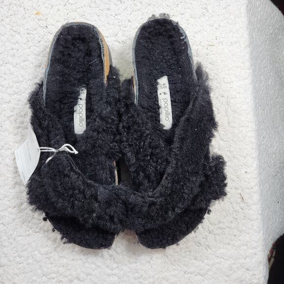 NEW Birkenstock Daytona slide sandals black shearling women EU 40 US 9-9.5 - Picture 1 of 5